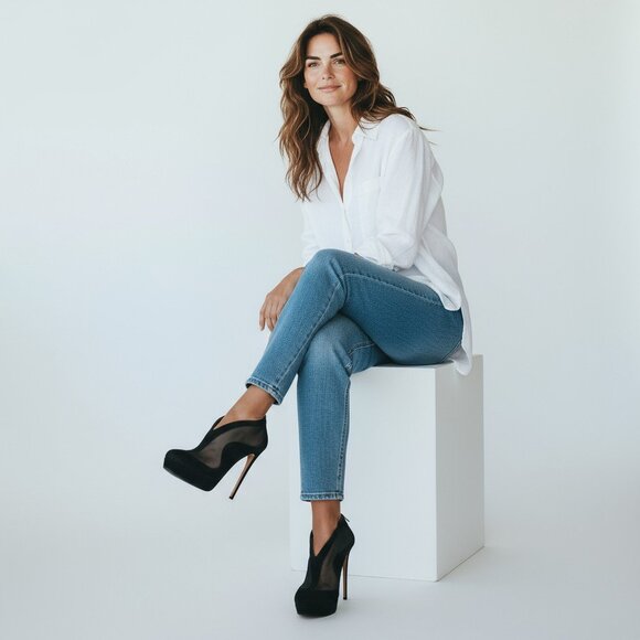 Alaïa Black Suede Mesh Accents Platform Ankle Boots – Size 9 - Picture 3 of 4